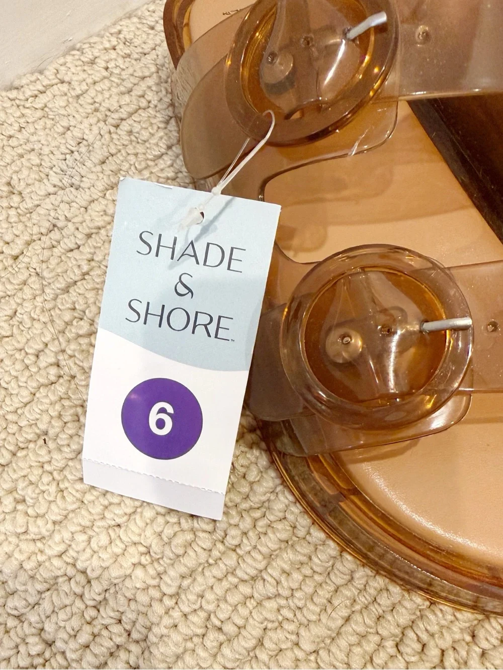 SHADE & SHORE Gemma Jelly Sandals in Tan Brown Slides NWT size 6 Beach Summer - Picture 6 of 7